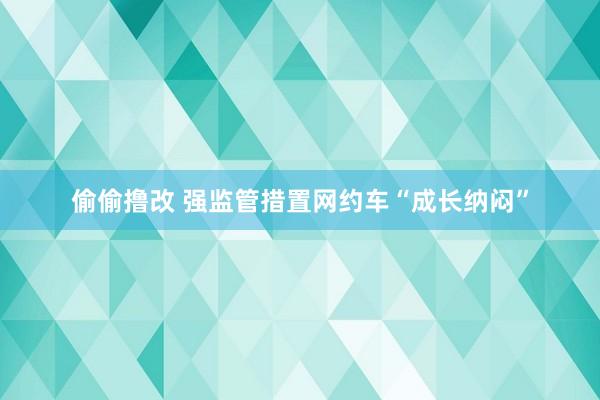 偷偷撸改 强监管措置网约车“成长纳闷”