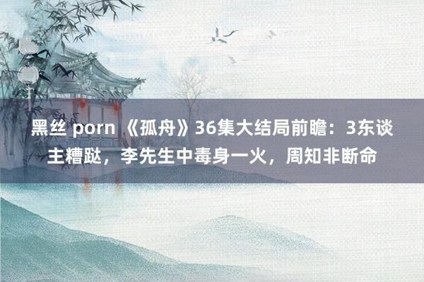 黑丝 porn 《孤舟》36集大结局前瞻：3东谈主糟跶，李先